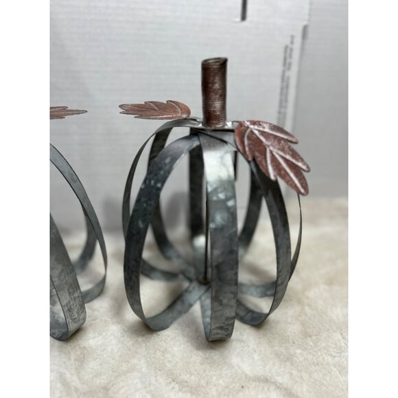 Galvanized Pumpkin decor lot of two fall decorations - Picture 3 of 6